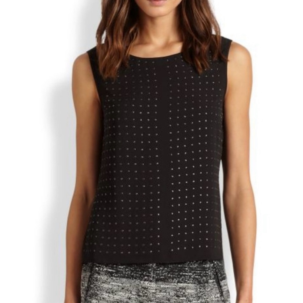 BCBG black studded top. Size M